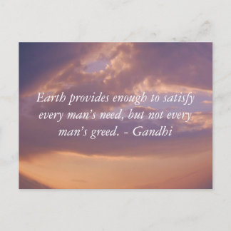 Gandhi Wisdom Quote With Brown Sky Postcard