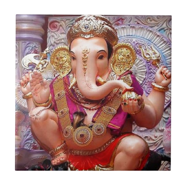 Ganesh (गणेश)  - Indian Elephant Deity Tile (Front)