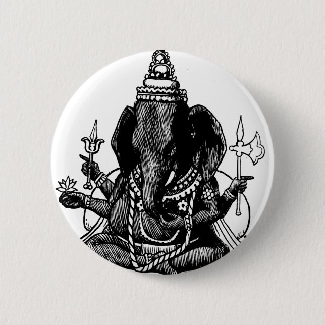 Ganesh 6 Cm Round Badge (Front)