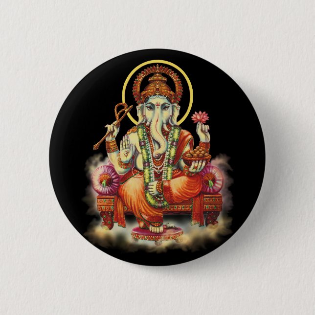 Ganesh 6 Cm Round Badge (Front)