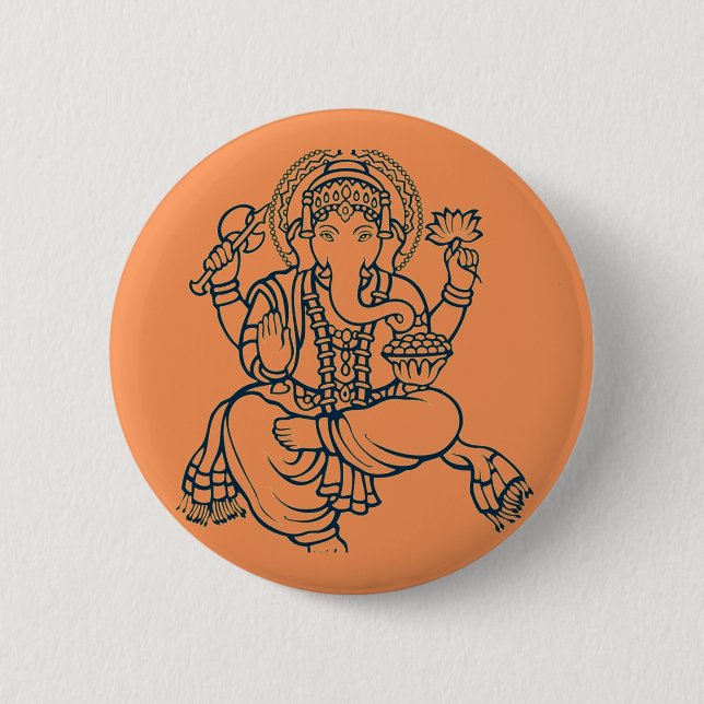 Ganesh 6 Cm Round Badge (Front)