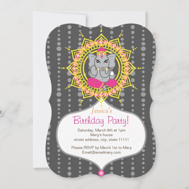 Ganesh Birthday party 5" x 7" invitation card (Front)
