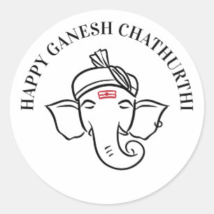 Ganesh Chathurthi Wishes Indian God Classic Round Sticker