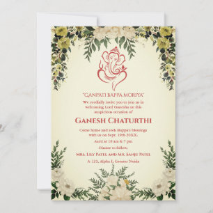 Ganesh Chaturthi Puja Floral Invitation
