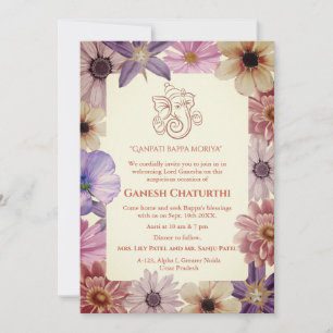 Ganesh Chaturthi Puja Floral Invitation