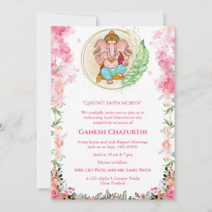 Ganesh Chaturthi Puja Floral Invitation