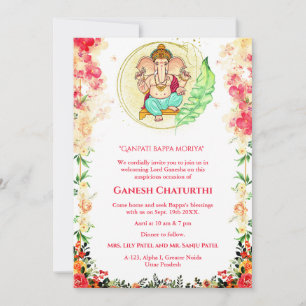 Ganesh Chaturthi Puja Floral Invitation