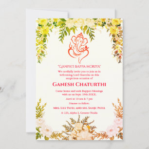 Ganesh Chaturthi Puja Floral Invitation