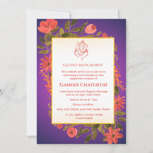 Ganesh Chaturthi Puja Floral Invitation