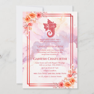 Ganesh Chaturthi Puja Floral Invitation