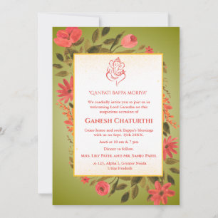 Ganesh Chaturthi Puja Floral Invitation