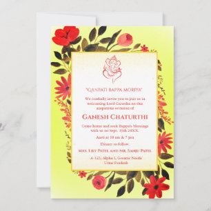 Ganesh Chaturthi Puja Floral Invitation