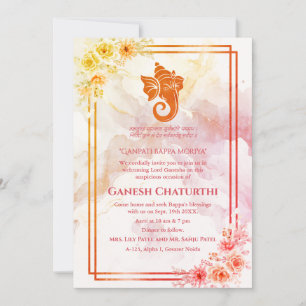 Ganesh Chaturthi Puja Floral Invitation