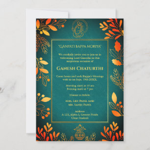 Ganesh Chaturthi Puja Golden Elements Invitation
