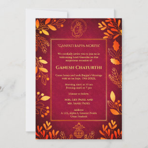 Ganesh Chaturthi Puja Golden Elements Invitation