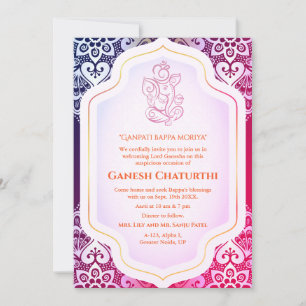 Ganesh Chaturthi Puja Golden Invitation