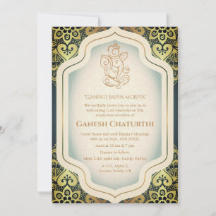 Ganesh Chaturthi Puja Golden Invitation