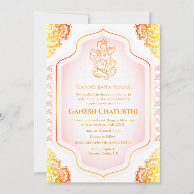 Ganesh Chaturthi Puja Golden Invitation (Front)