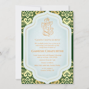 Ganesh Chaturthi Puja Golden Invitation