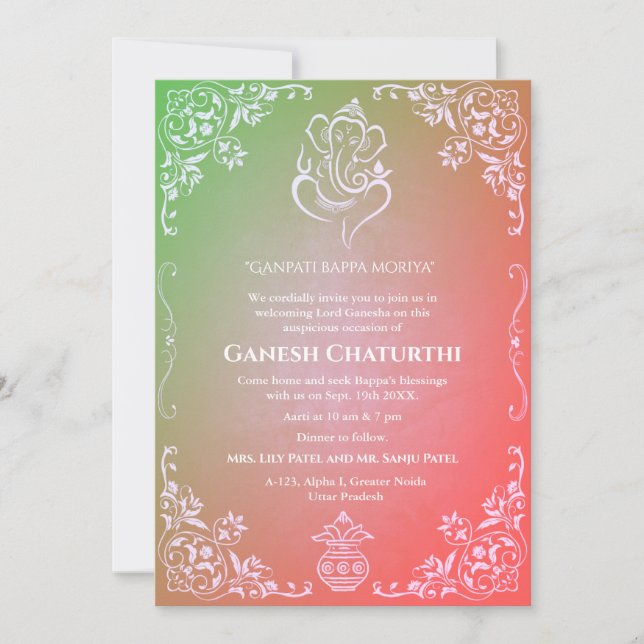 Ganesh Chaturthi Puja Invitation (Front)