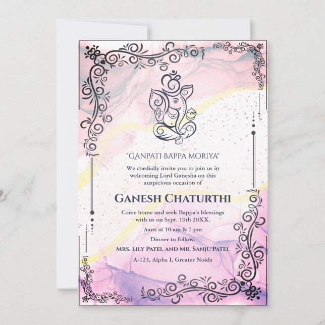 Ganesh Chaturthi Puja  Invitation (Front)