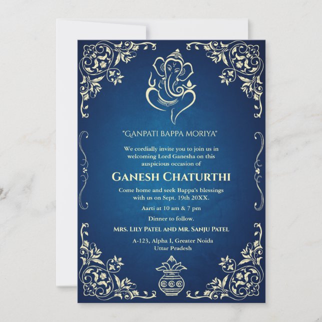 Ganesh Chaturthi Puja Invitation (Front)