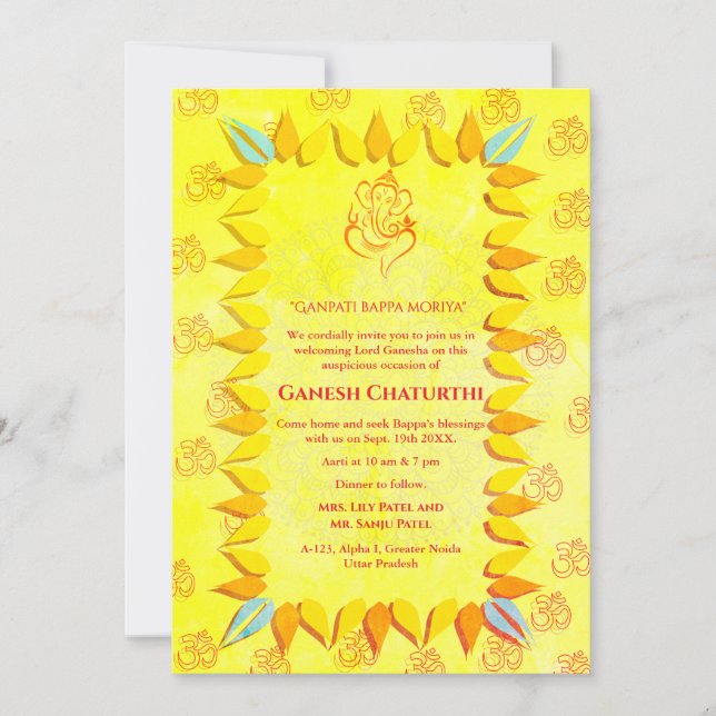 Ganesh Chaturthi Puja Invitation (Front)