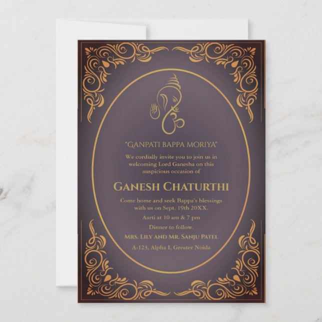 Ganesh Chaturthi Puja  Invitation (Front)
