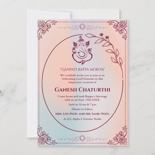 Ganesh Chaturthi Puja  Invitation (Front)
