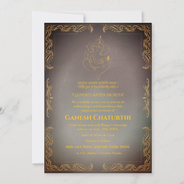 Ganesh Chaturthi Puja Invitation (Front)