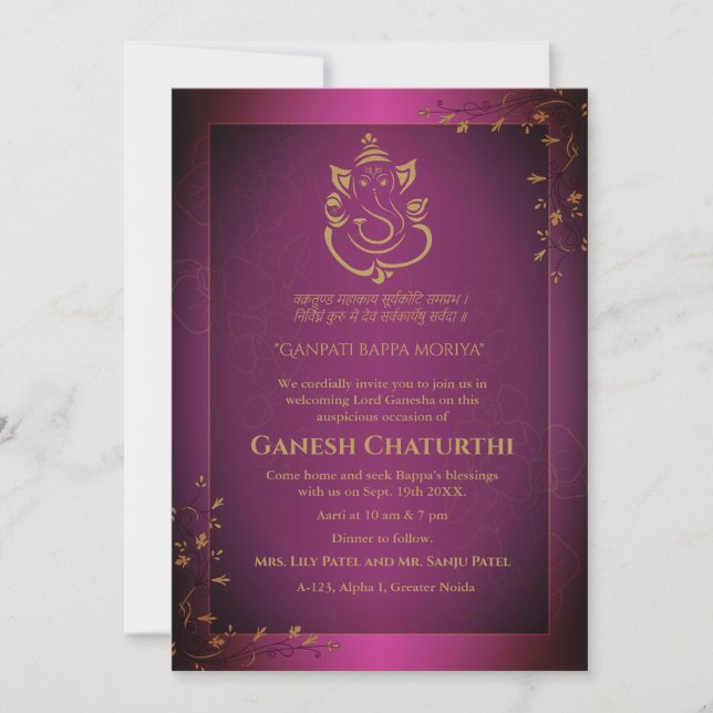 Ganesh Chaturthi Puja Invitation (Front)
