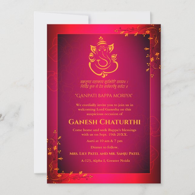 Ganesh Chaturthi Puja Invitation (Front)