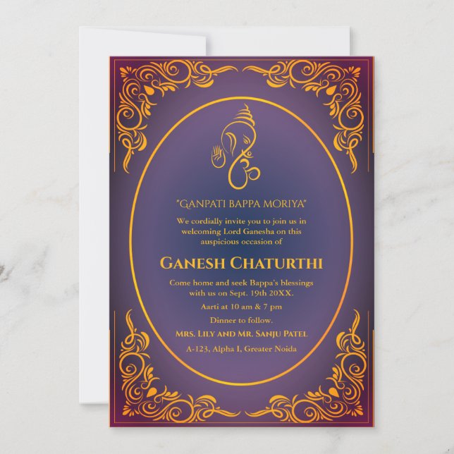 Ganesh Chaturthi Puja  Invitation (Front)