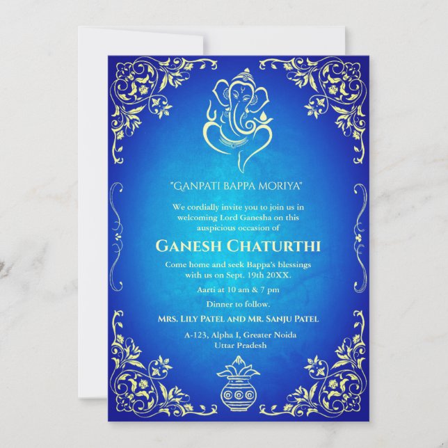 Ganesh Chaturthi Puja Invitation (Front)