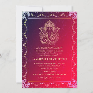 Ganesh Chaturthi Puja Roya Golden Elements Invitation