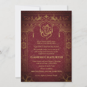 Ganesh Chaturthi Puja Roya Golden Elements Invitation