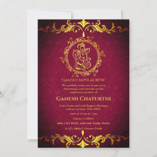 Ganesh Chaturthi Puja Roya Golden Elements Invitation