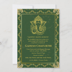 Ganesh Chaturthi Puja Roya Golden Elements Invitation