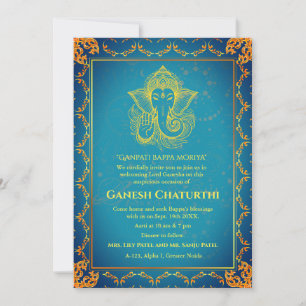 Ganesh Chaturthi Puja Roya Golden Elements Invitation