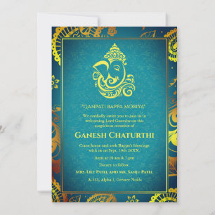 Ganesh Chaturthi Puja Roya Golden Elements Invitation