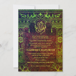 Ganesh Chaturthi Puja Roya Golden Elements Invitation