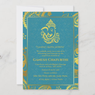 Ganesh Chaturthi Puja Roya Golden Elements Invitation