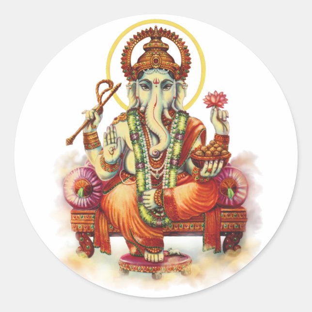 Ganesh Classic Round Sticker (Front)