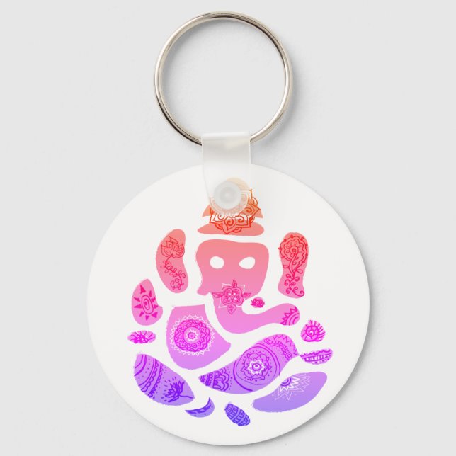 Ganesh Colorful Art Key Ring (Front)