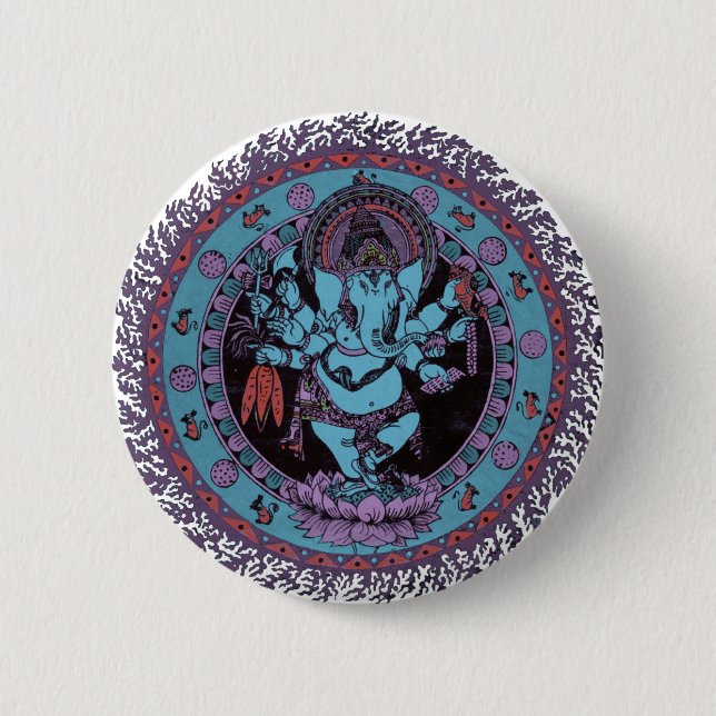 Ganesh Dancer 6 Cm Round Badge (Front)