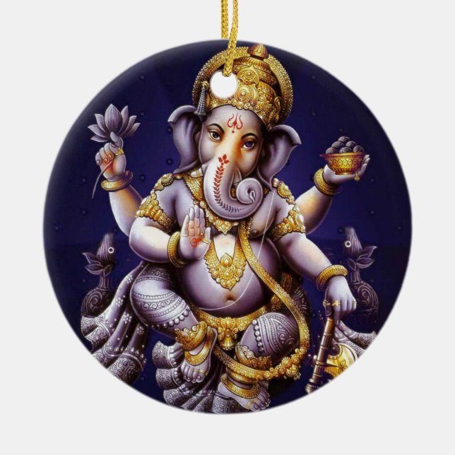 Ganesh Ganesha Hindu India Asian Elephant Deity Ceramic Tree Decoration (Front)