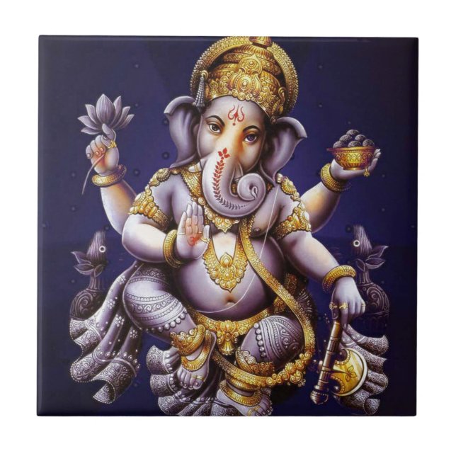 Ganesh Ganesha Hindu India Asian Elephant Deity Tile (Front)