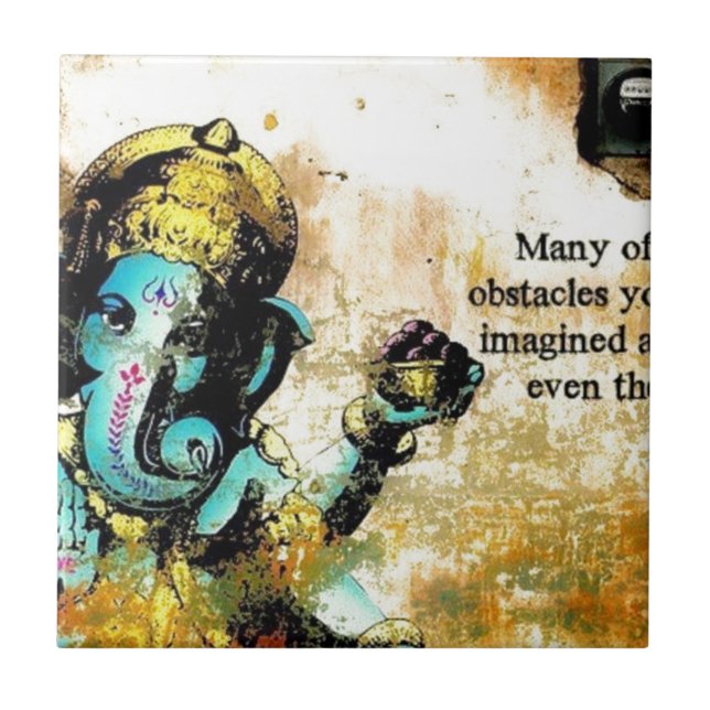 Ganesh Ganesha Hindu India Asian Elephant Deity Tile (Front)