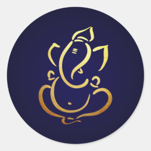 Ganesh Ganpati Indian God Hindu Wedding Blue Classic Round Sticker