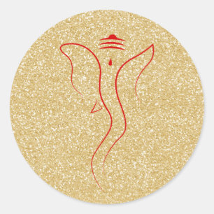 Ganesh Gold Classic Round Sticker